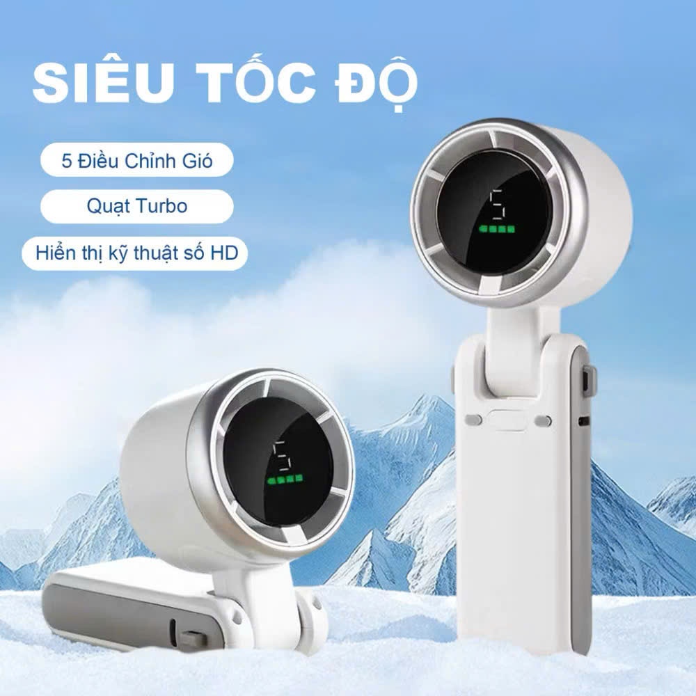 Quạt Cầm Tay Cao Cấp N607 Turbo 3600mAh Gió Mạnh, Pin Trâu 10H Giá Rẻ
